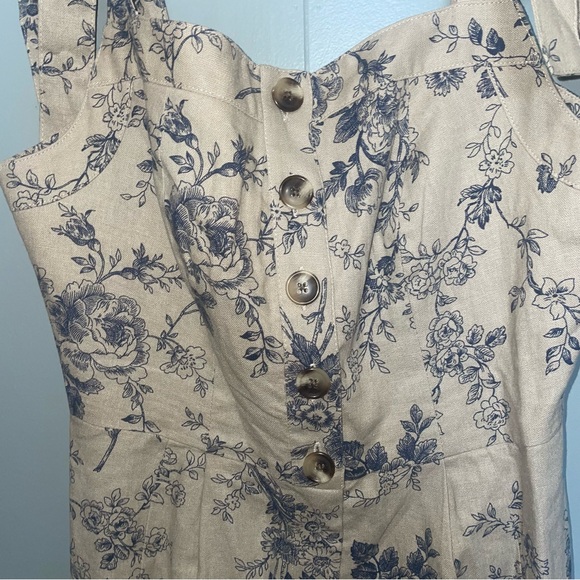 Gal Meets Glam Magnolia Floral Linen Blend Tie Sleeve Jumpsuit Size 4 - Picture 6 of 11